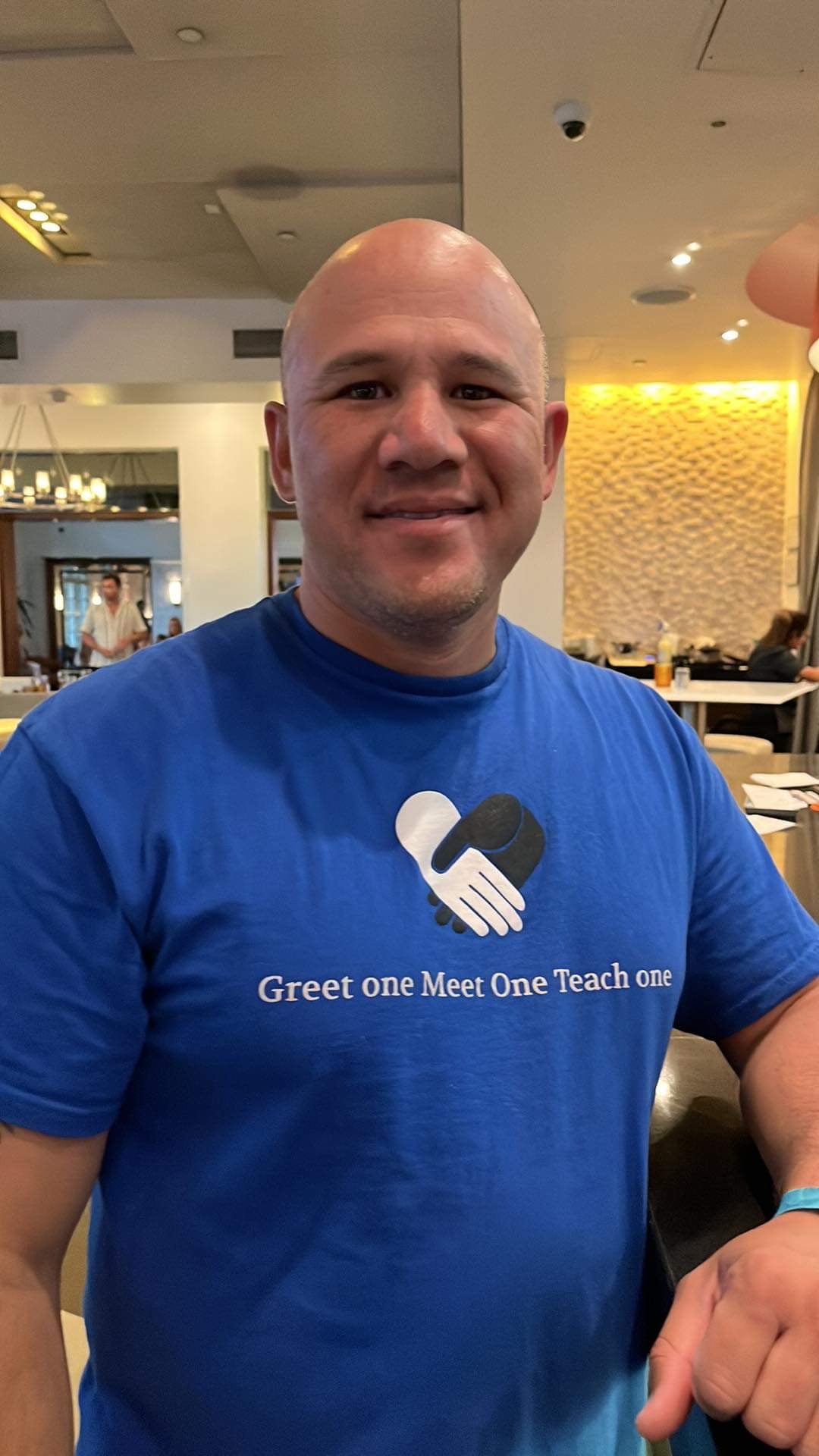 Blue- Greet one Meet One Teach one Tee